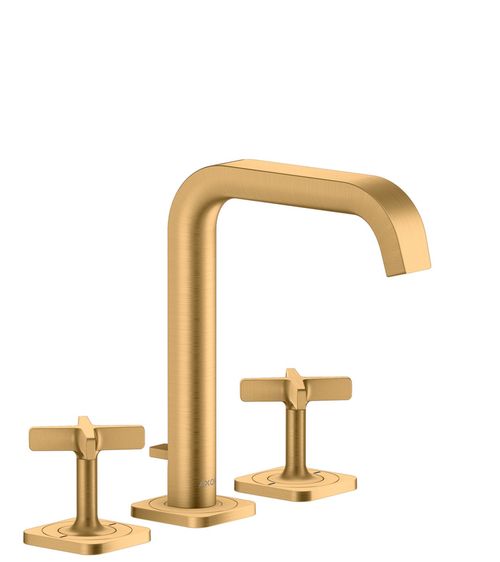 AXOR-HG-AXOR-Citterio-E-3-Loch-Waschtischarmatur-170-mit-Rosetten-und-Zugstangen-Ablaufgarnitur-Brushed-Brass-36108950 gallery number 1